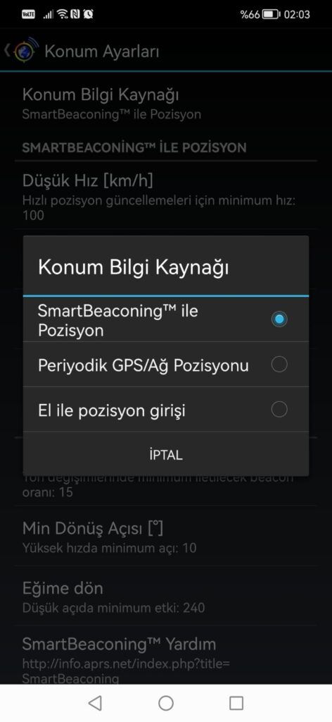 Şekil16 - SmartBeaconing ile Pozisyon
