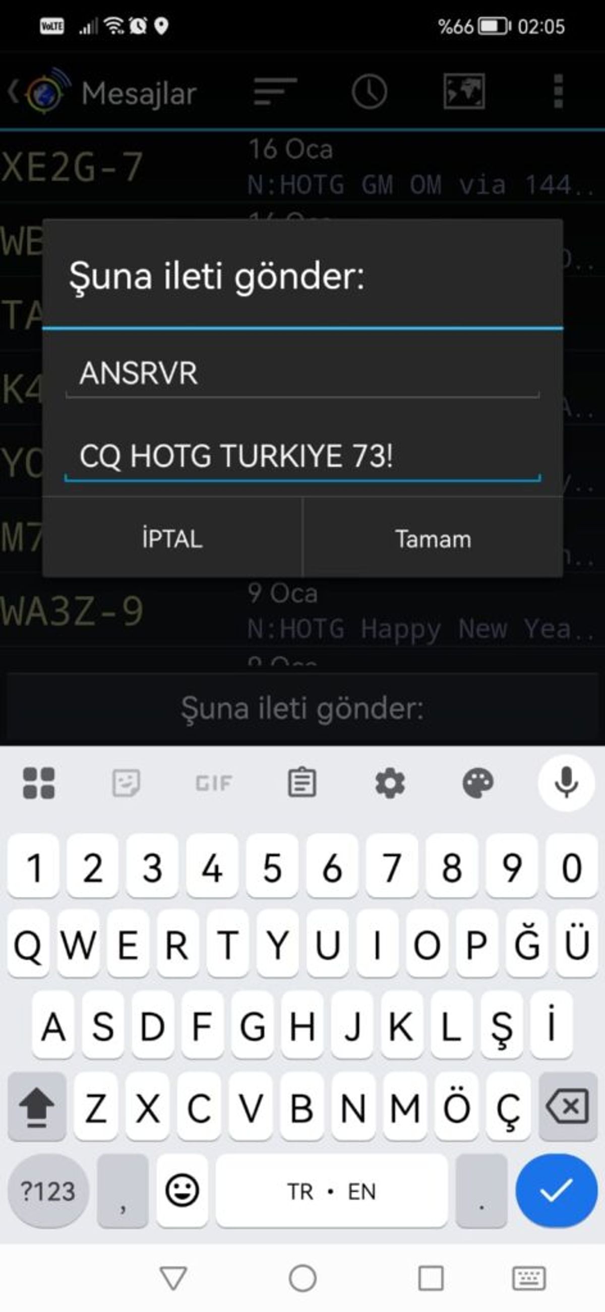 Şekil 20 - Mesaj Yazma