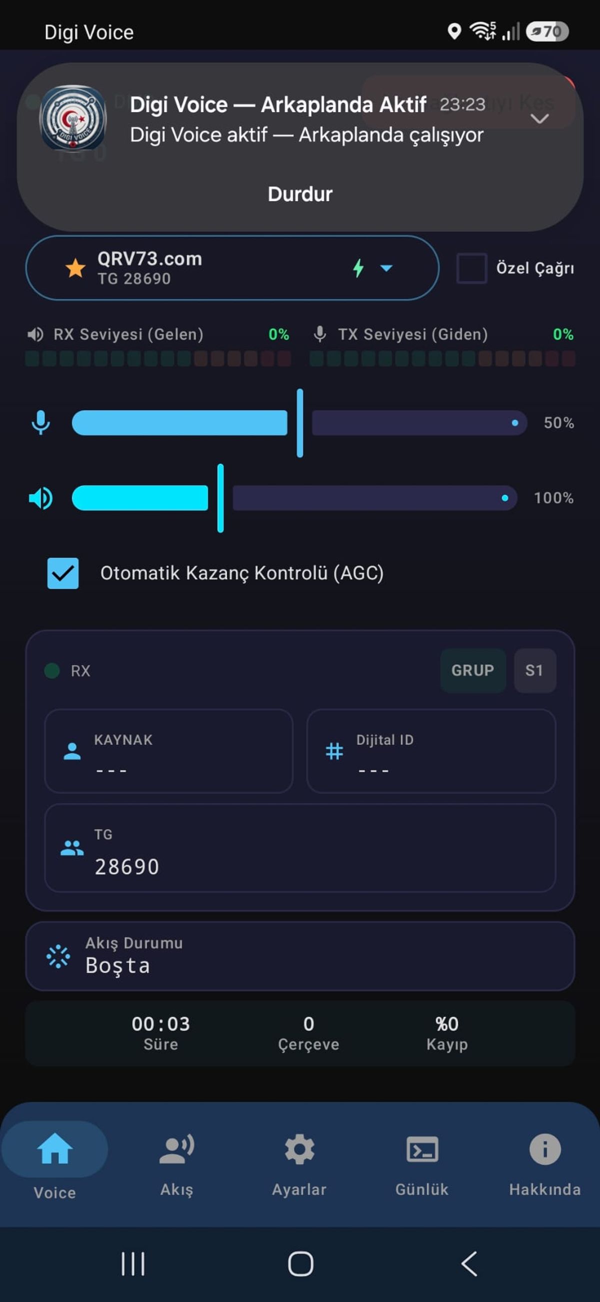 Digi Voice yedek dosyası seçimi