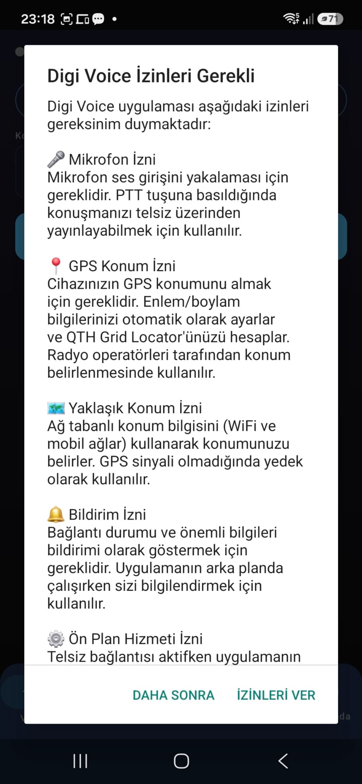 Digi Voice izinleri gerekli formu