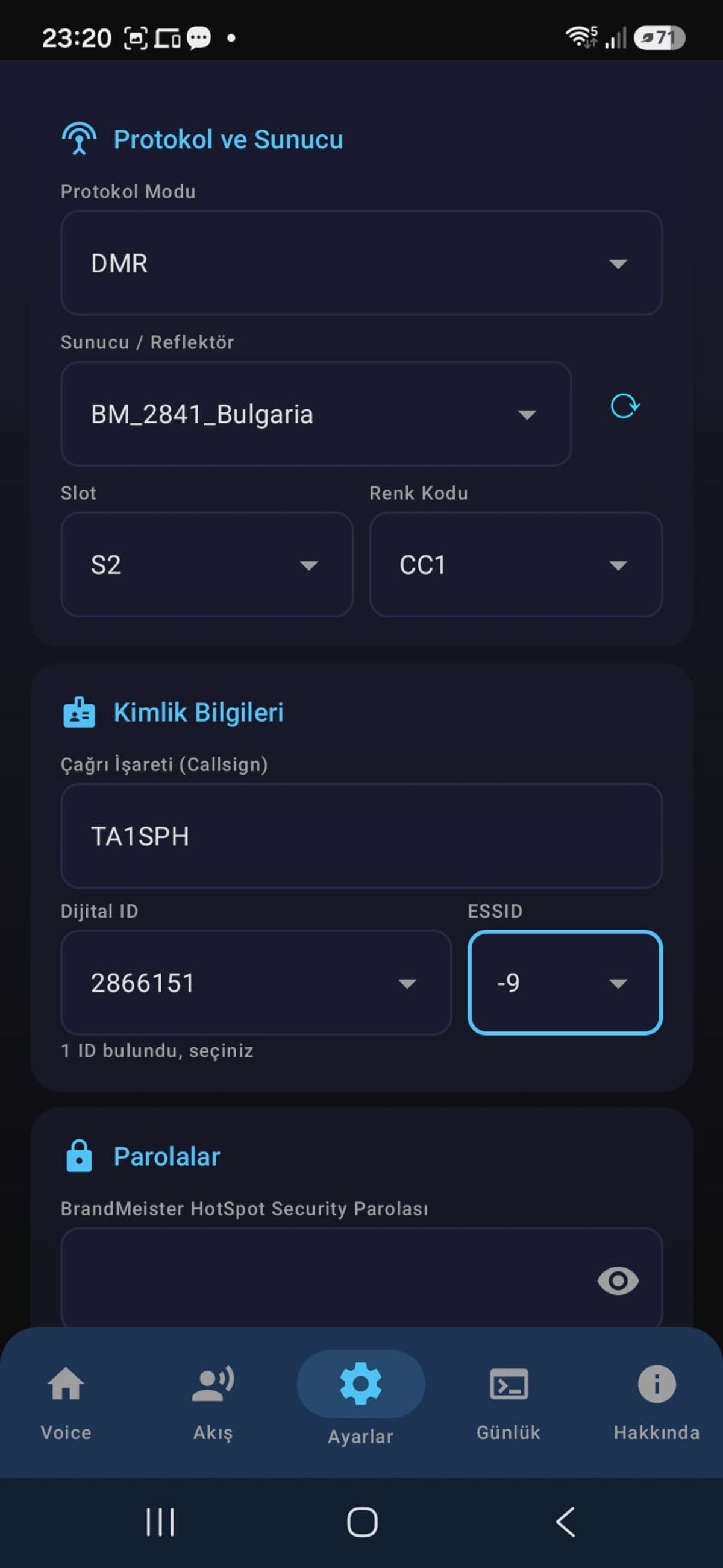 Digi Voice protokol ve sunucu ayarları