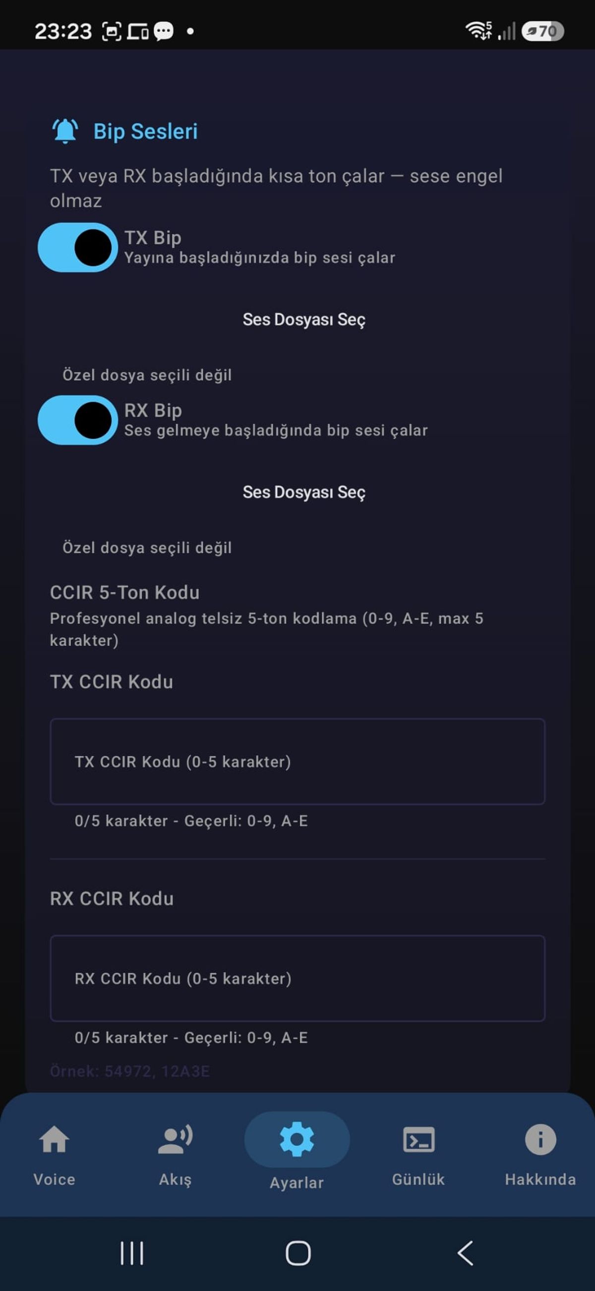 Digi Voice bip sesleri ayarları