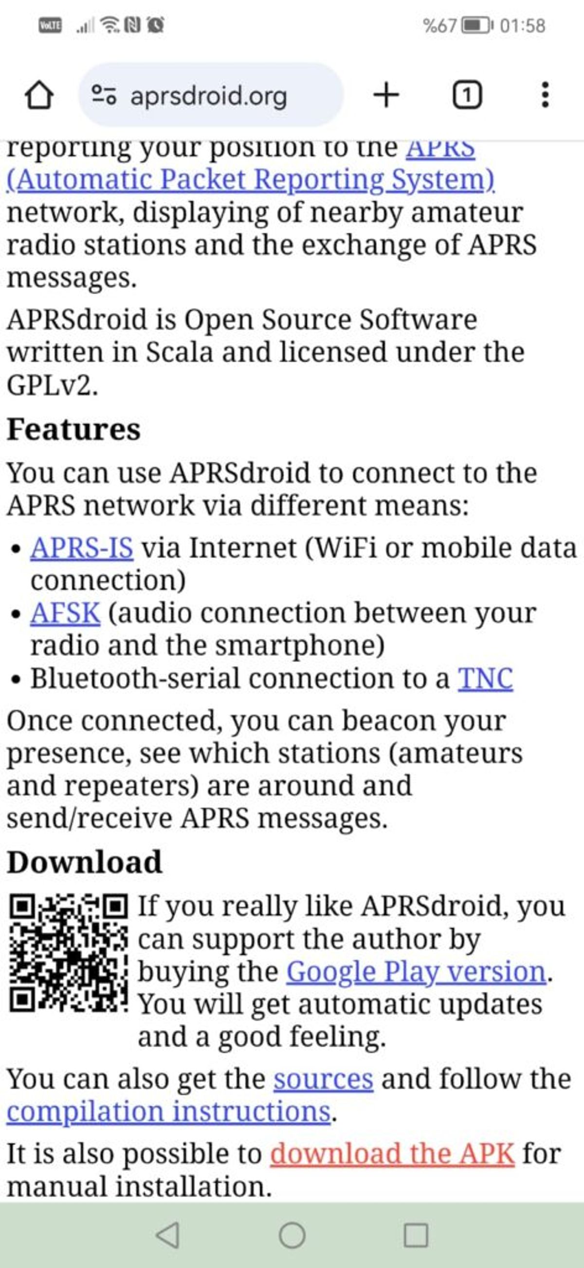 Şekil 2 - aprsdroid.org Ana Sayfa