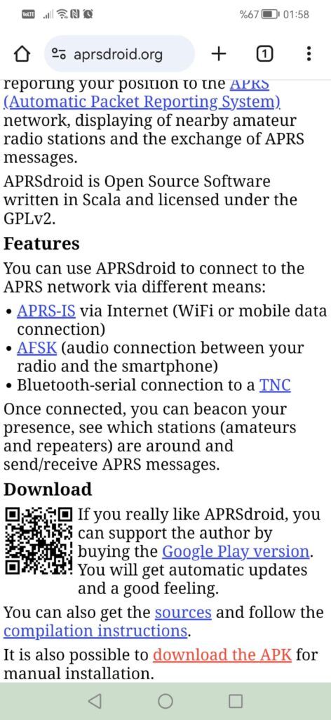 Şekil 2 - aprsdroid.org Ana Sayfa