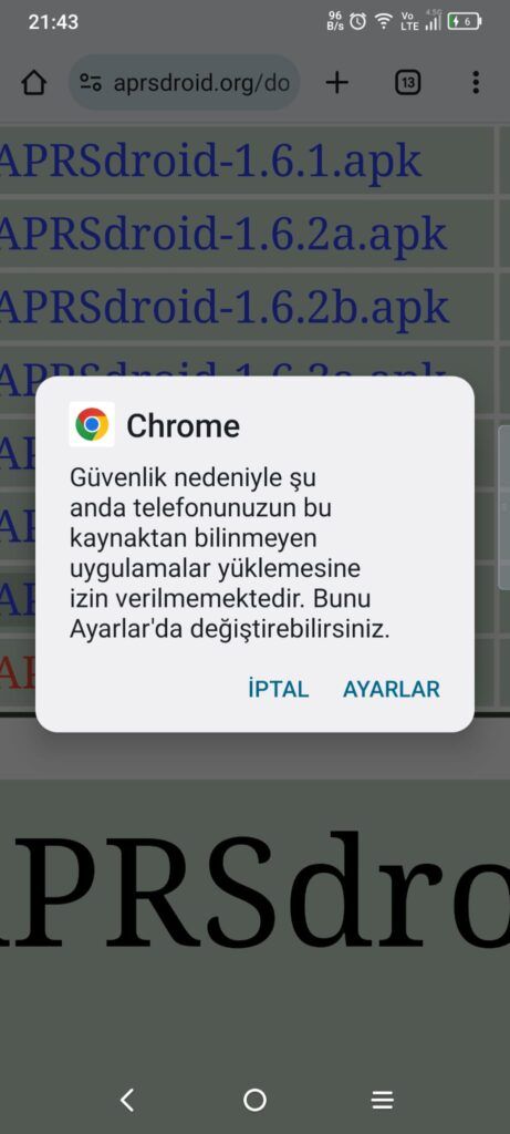 Şekil 5 - Güvenlik Uyarısı