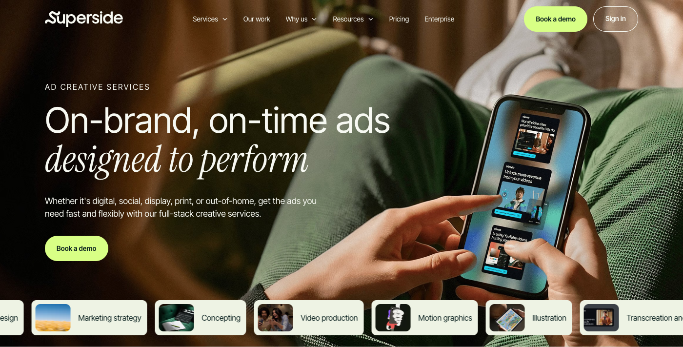 Superside ad creative page
