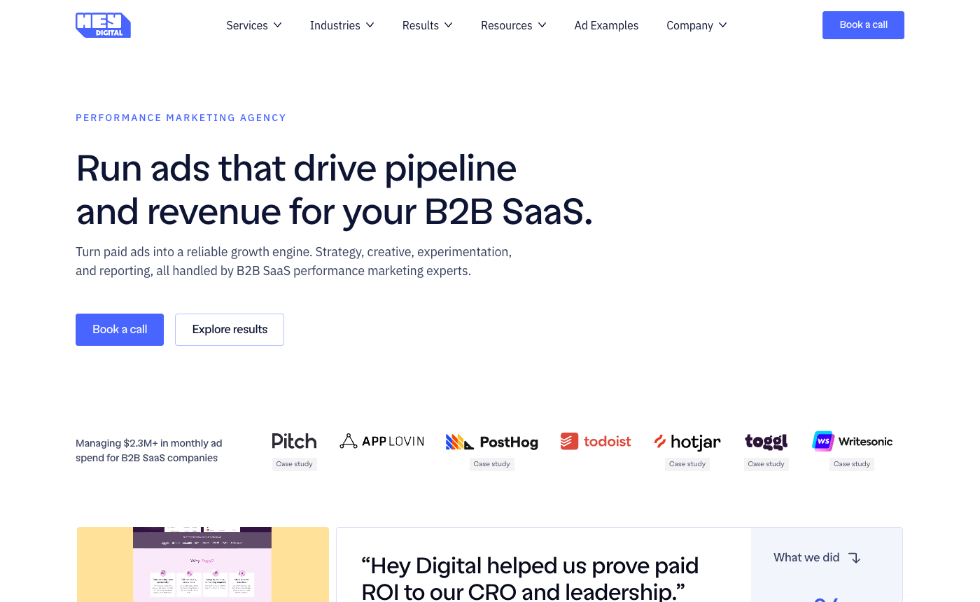 Hey Digital homepage