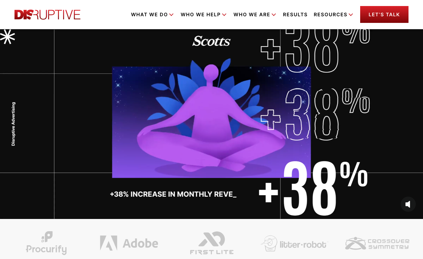 Disruptive Advertising homepage