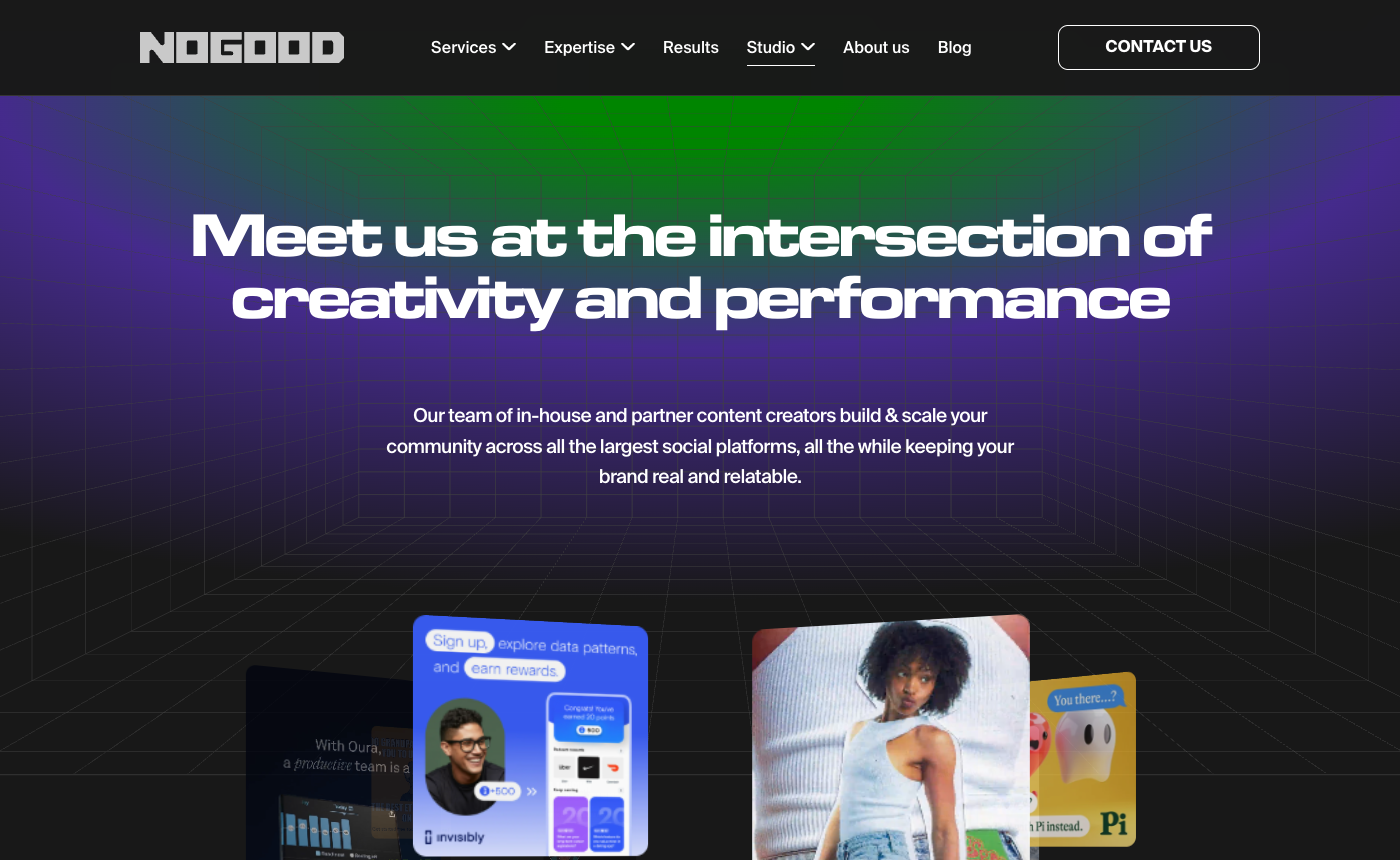 NoGood creative growth studio page