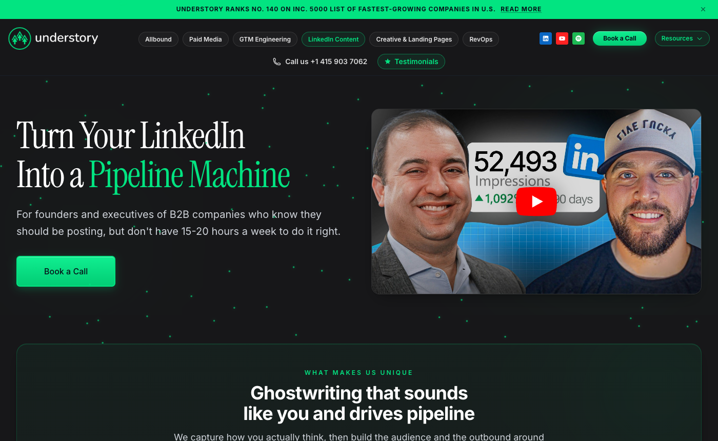 Understory Agency LinkedIn Content page