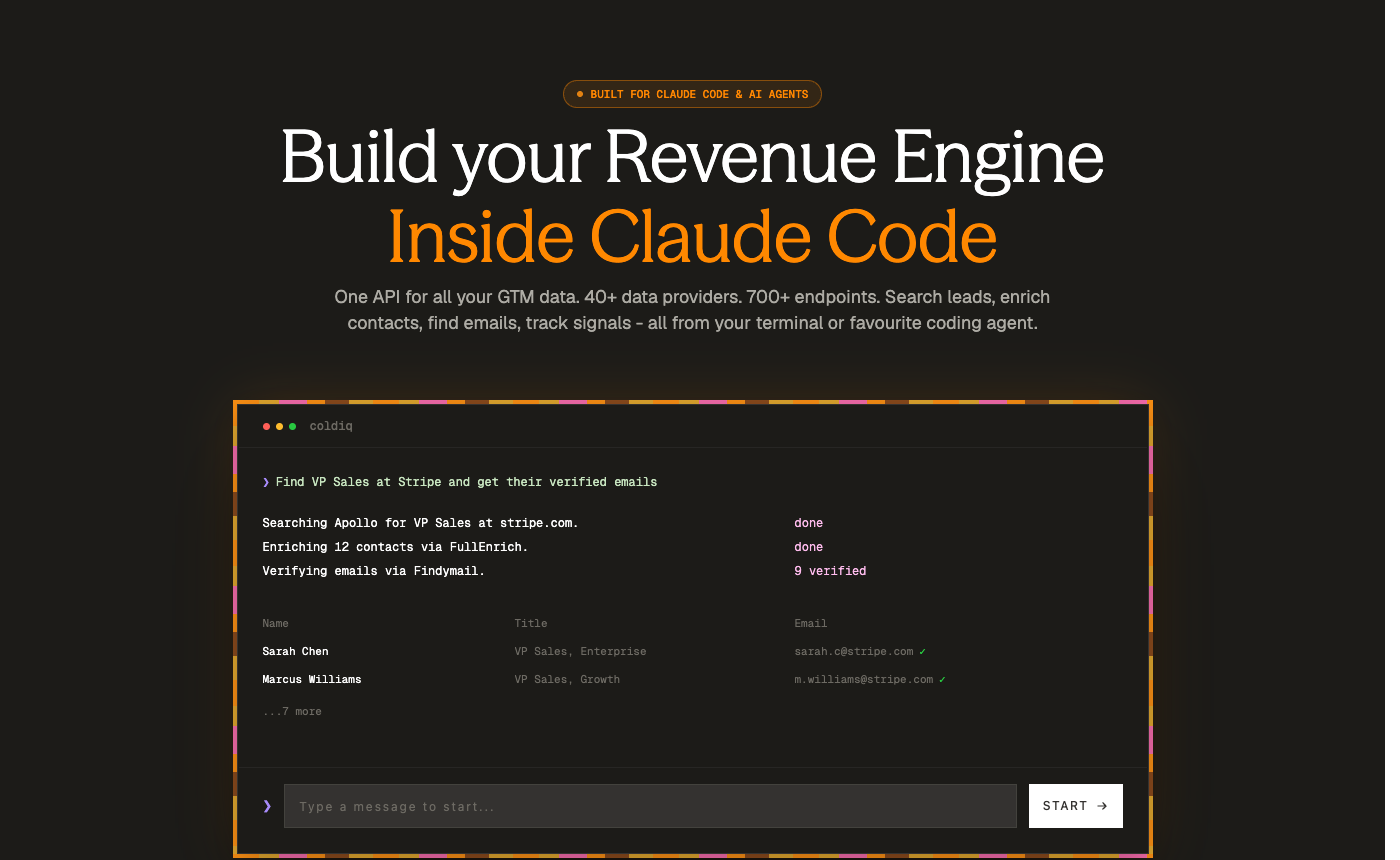 ColdIQ homepage