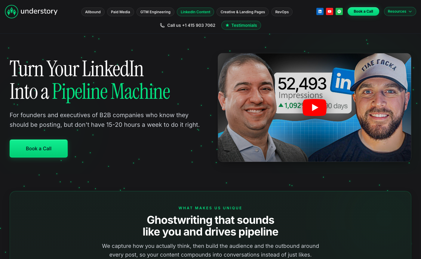 Understory Agency LinkedIn Content service page