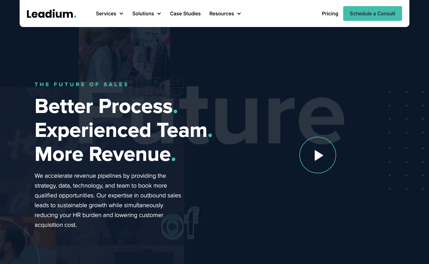 Leadium homepage