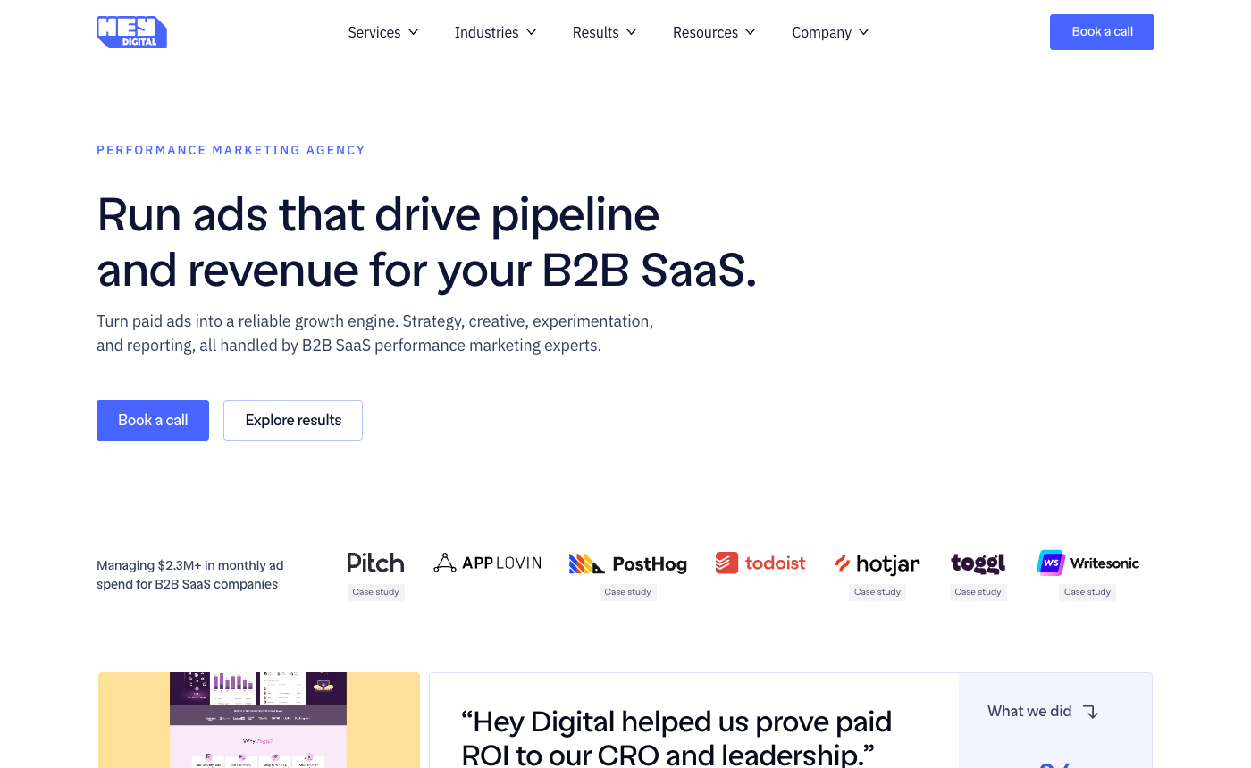 Hey Digital homepage