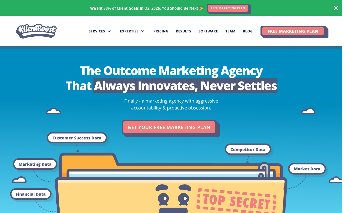 KlientBoost homepage