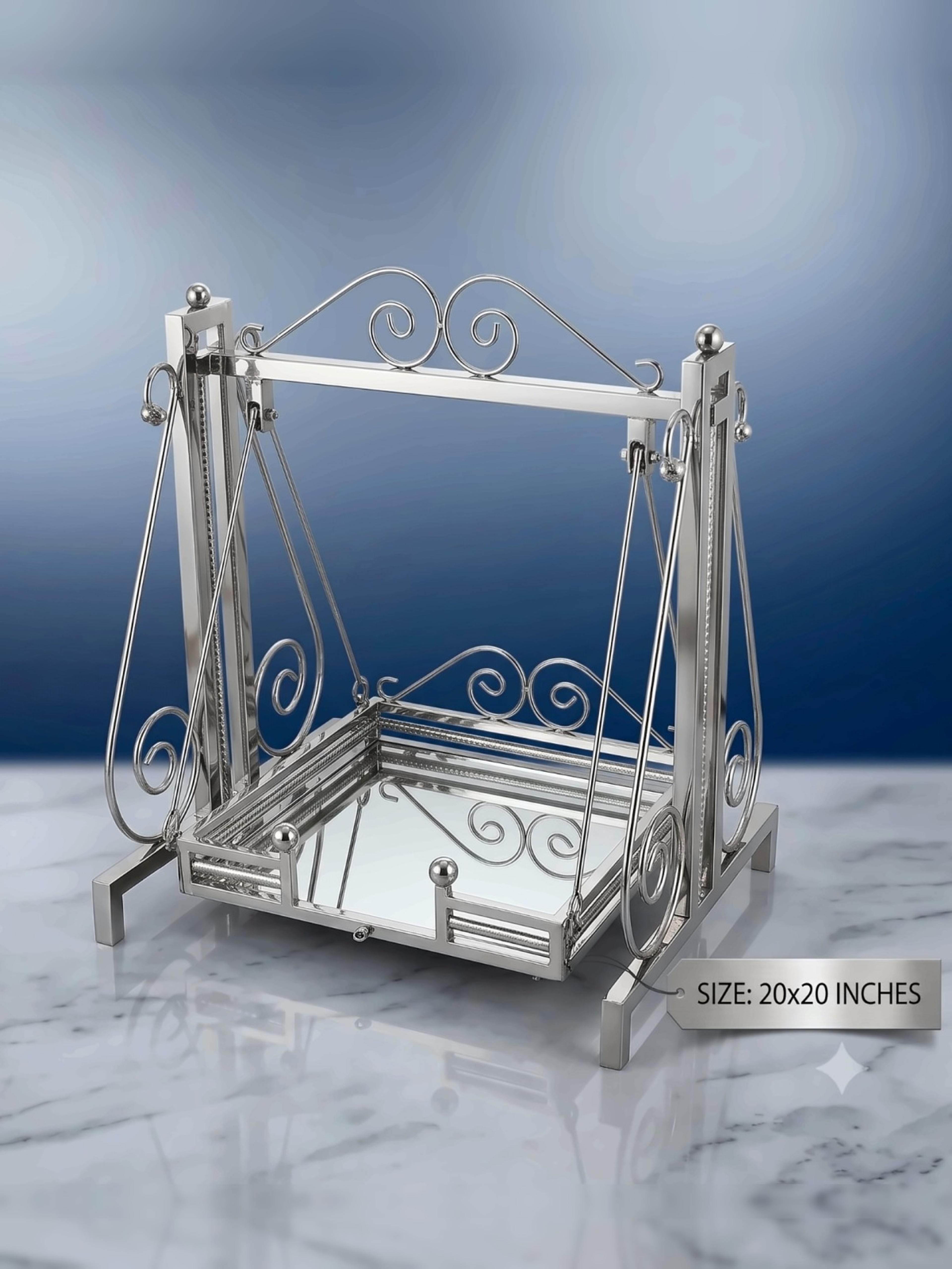 Steel Jhula 20" stainless steel swing – Front