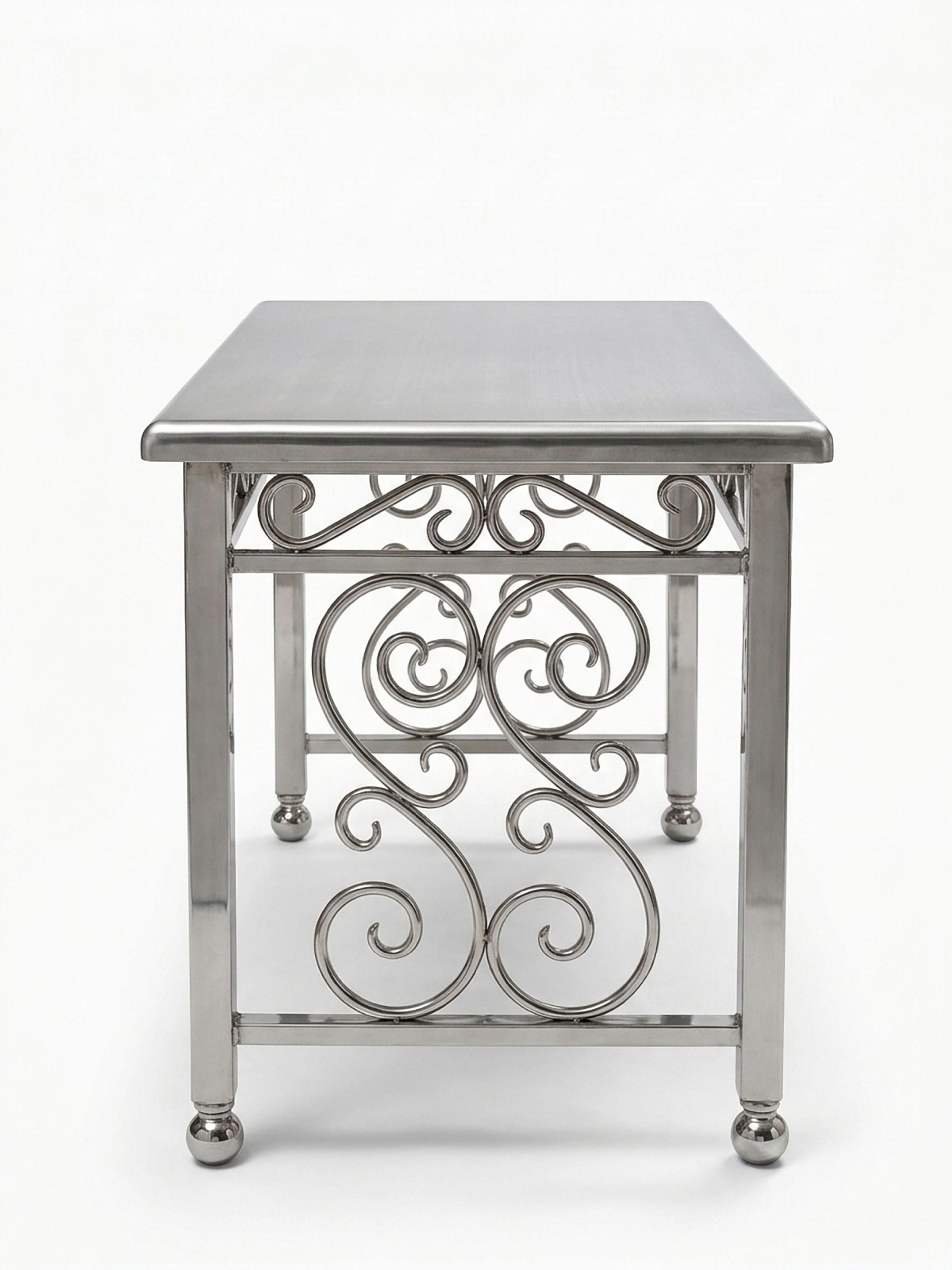 Stainless Steel Dining Table – End view