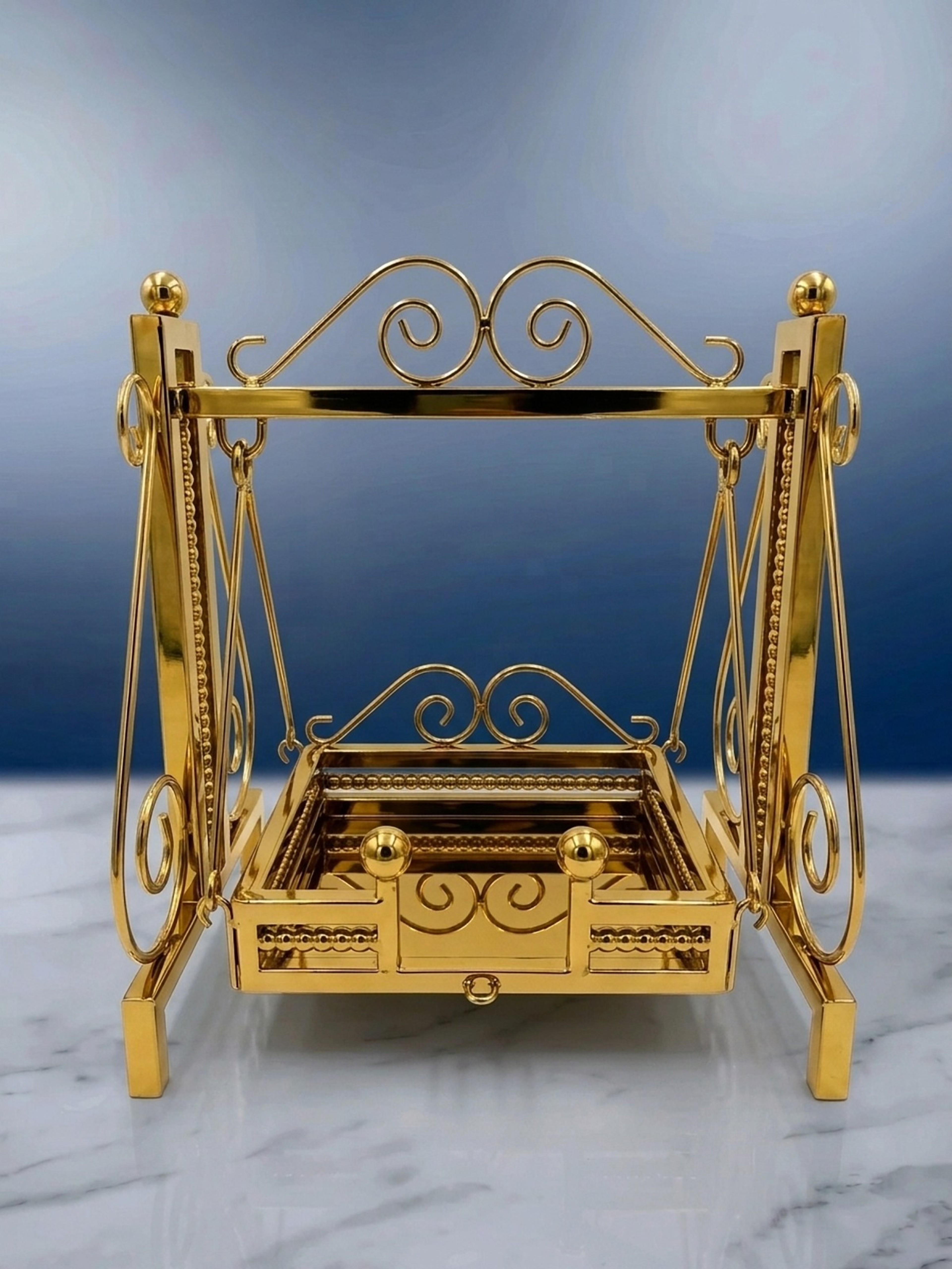 Gold Jhula 20" stainless steel swing – Front