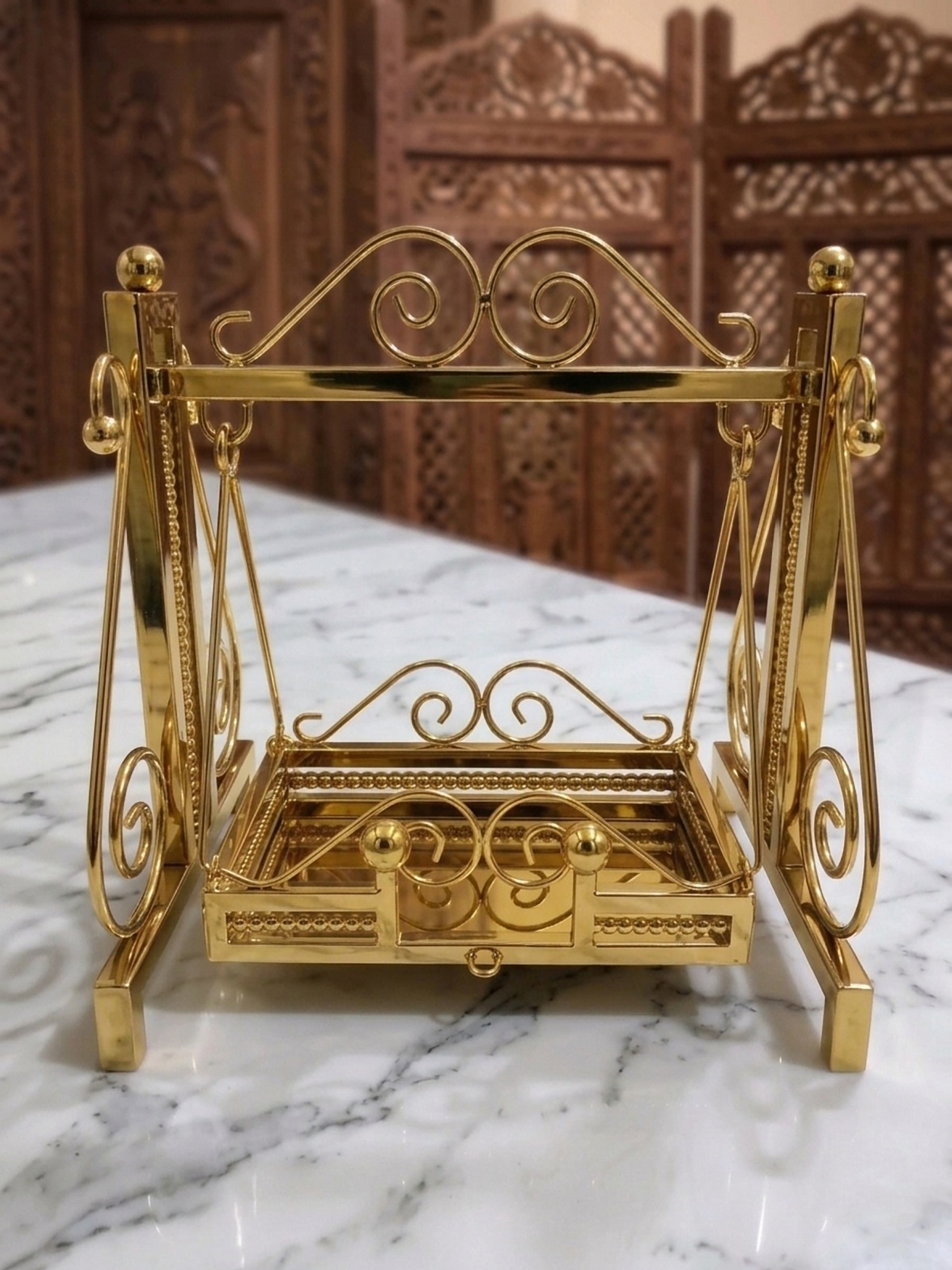 Gold Jhula 16" stainless steel swing – Back