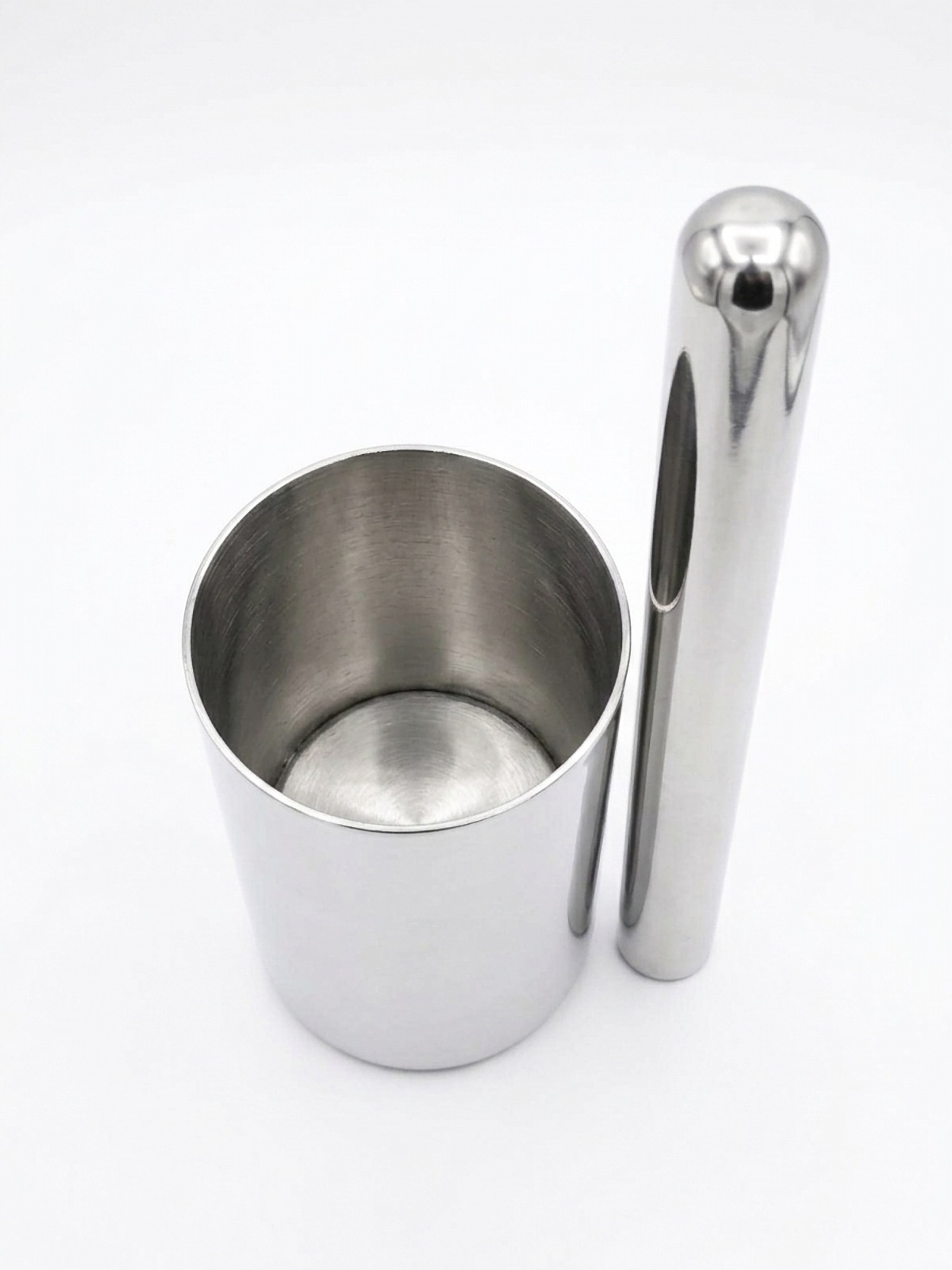 Stainless Steel Kharal (Mortar & Pestle) – Inside & flat pounding end