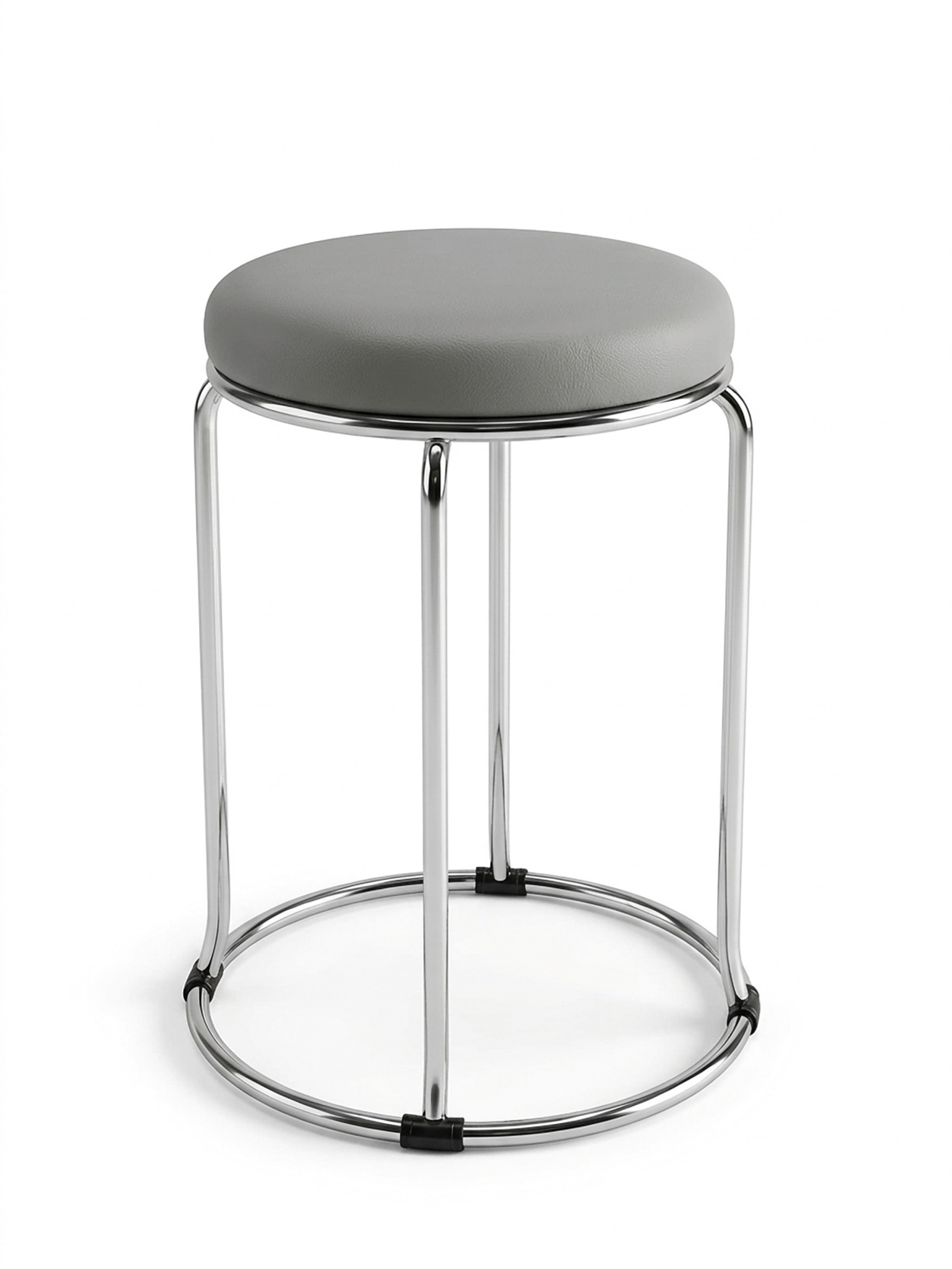 Stainless Steel Round Cushioned Stool – Front