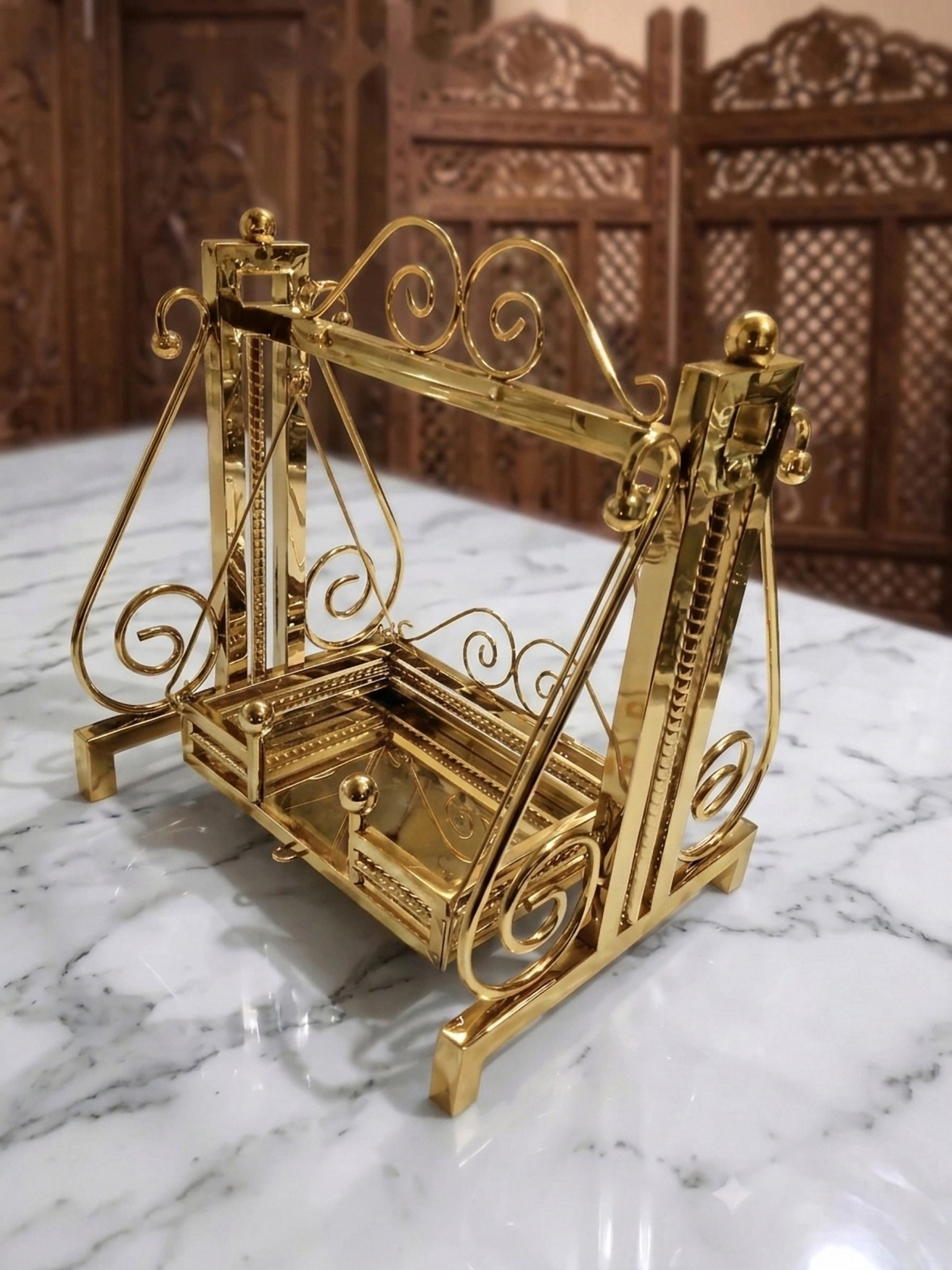 Gold Jhula 16" stainless steel swing – Front