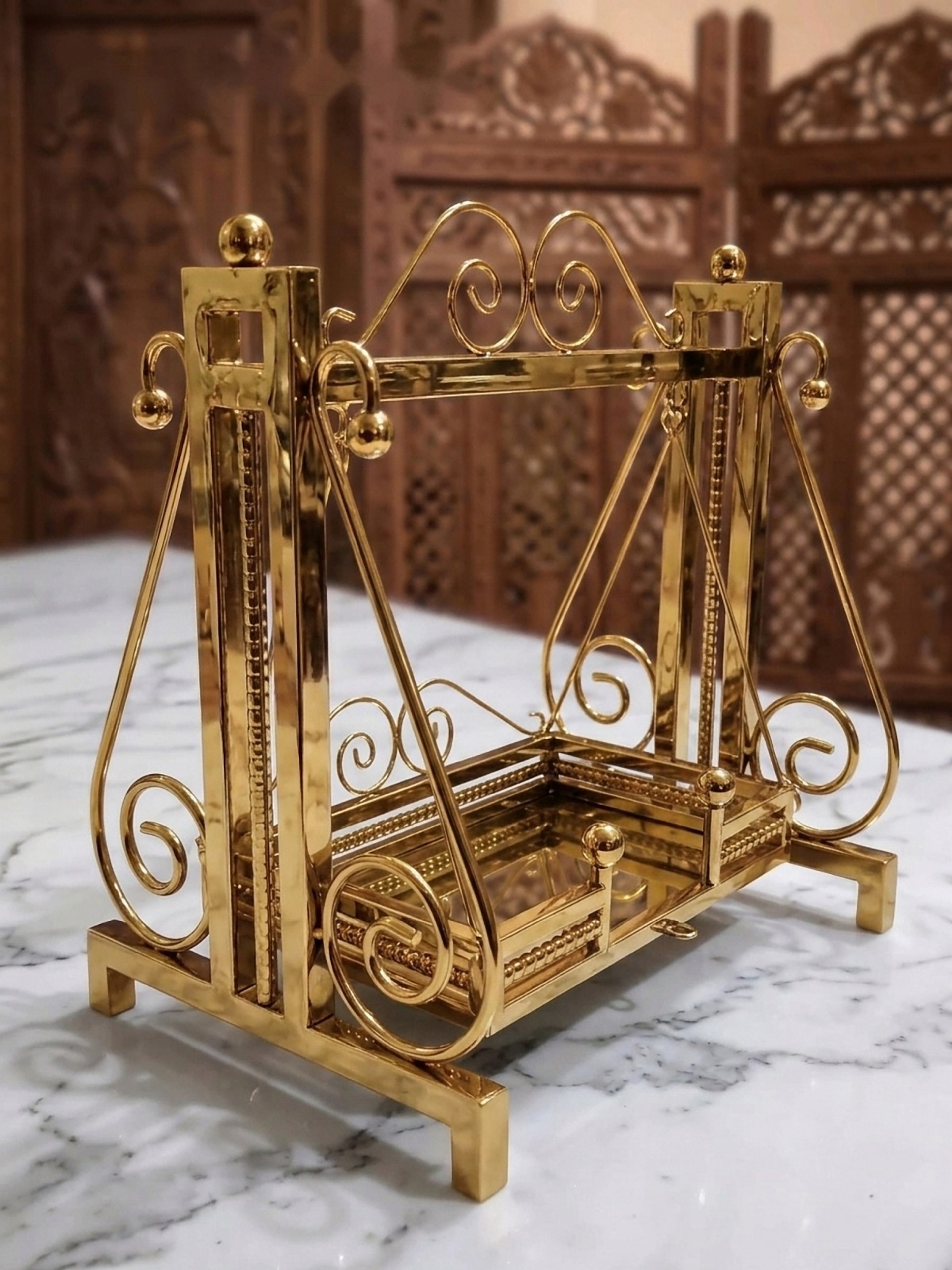 Gold Jhula 16" stainless steel swing – Left side