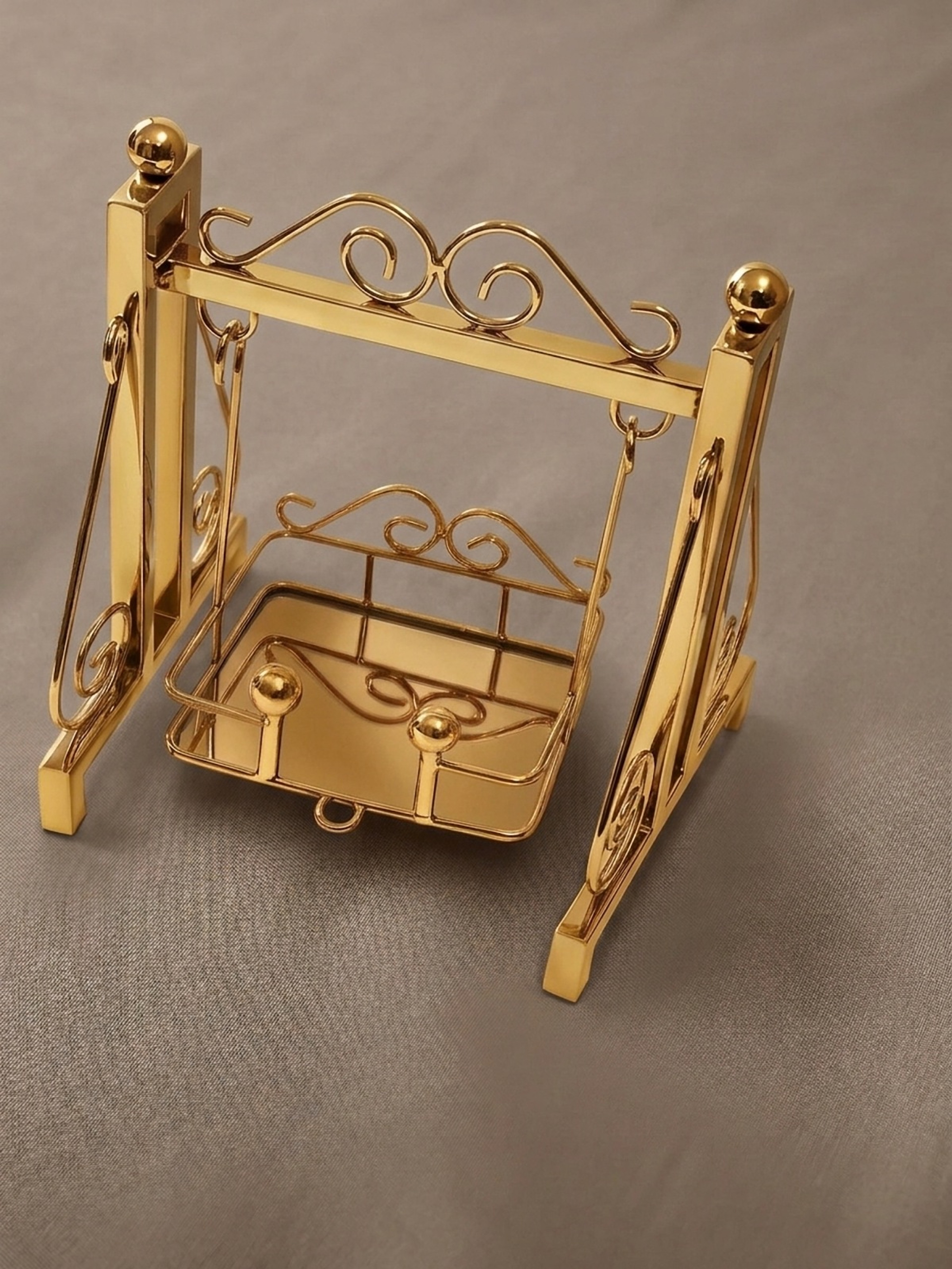 Gold Jhula 8" stainless steel swing – Front