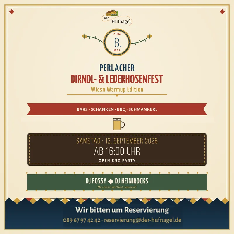 8. Dirndl und Lederhosenfest - Wiesn Warm Up Edition am 12. September 2026