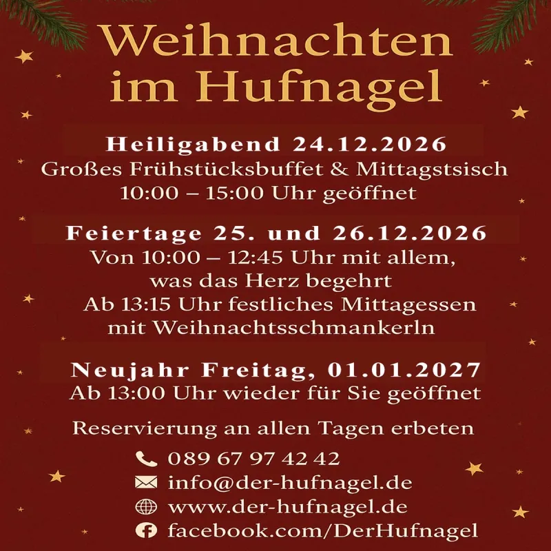 Weihnachten 2026 im Hufnagel 
