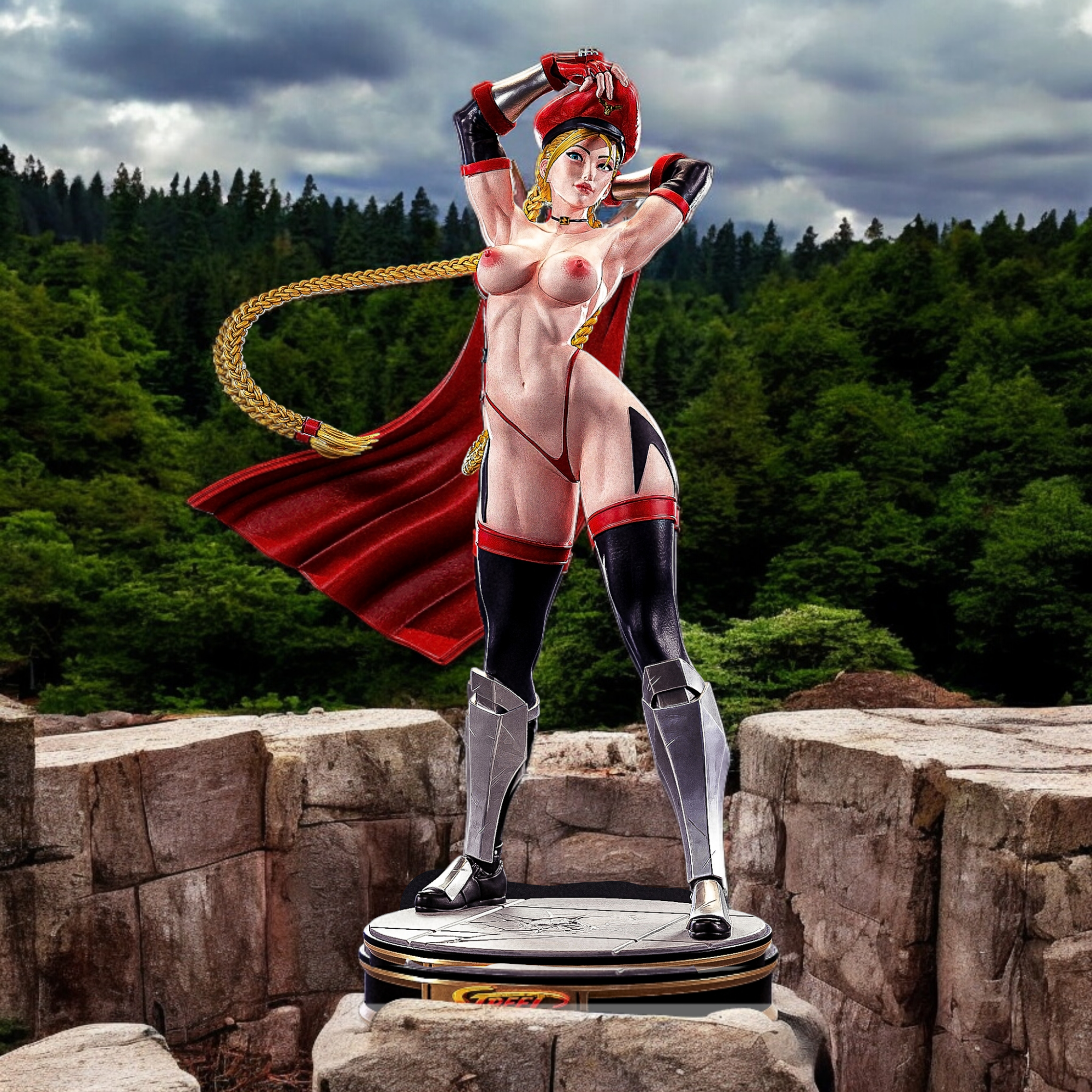 Cammy Red Bizon Statue | Street Fighter Fan Art by PEACHFIGURE SFW,NSFW 3d printed statue,3d printed,nsfw statue,3d printed figure,Cammy Red Bizon Statue ,Street Fighter