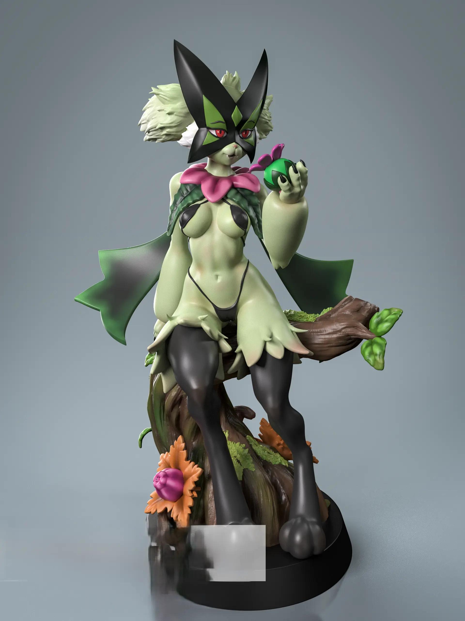 Meowscarada Statue | Pokémon Fan Art by Anyonensfw SFW,NSFW,Futa 3d printed,3d printed statue,nsfw statue,futa statue,furry statue,Meowscarada Statue,Pokémon Statue