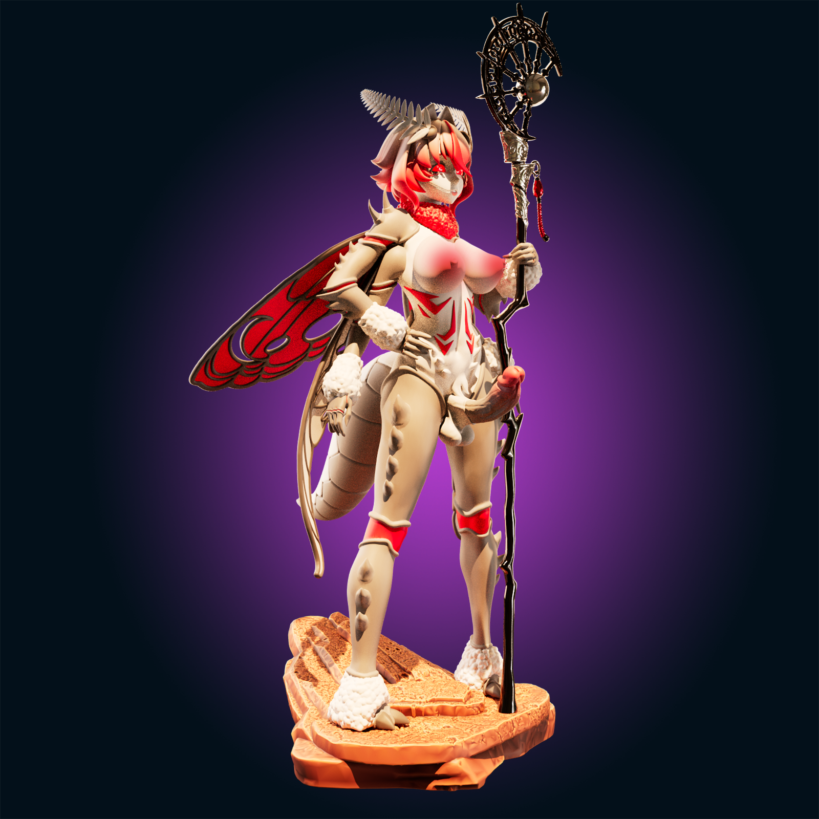 Moth Girl Statue | Monster Girl Fan Art by Officer Rhu SFW,NSFW,Futa 3d printed,Moth Girl statue,futa statue,Monster Girl statue,furry statue,nsfw statue