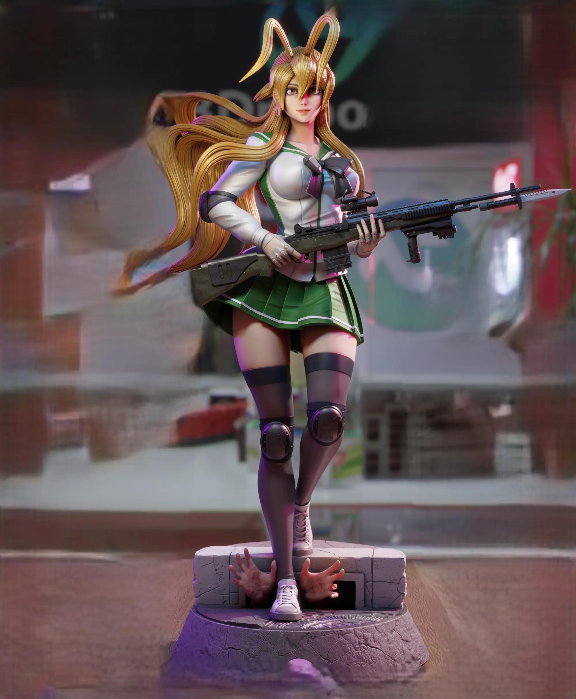 Rei Miyamoto Statue | Highschool of the Dead Fan Art by 3Dmoonn SFW,NSFW 3d printed,3d printed statue,Rei Miyamoto Statue,Highschool of the Dead statue,nsfw statue
