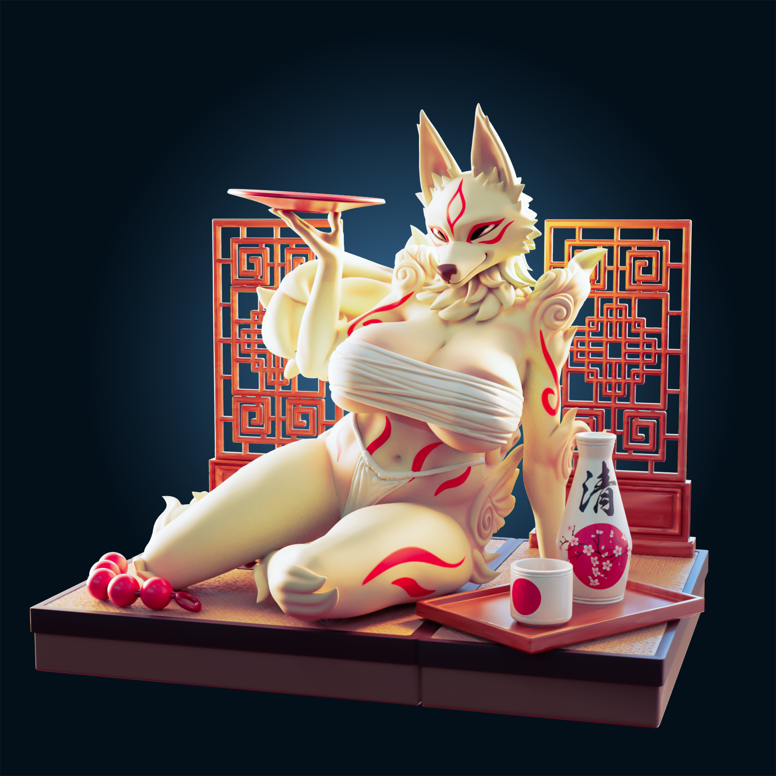 Amaterasu Thick Furry Statue | Okami Fan Art by Officer Rhu SFW,NSFW,Futa 3d printed statue,3d printed,3d printed figure,Amaterasu Thick Statue,Okami Statue,nsfw statue,futa statue,furry statue