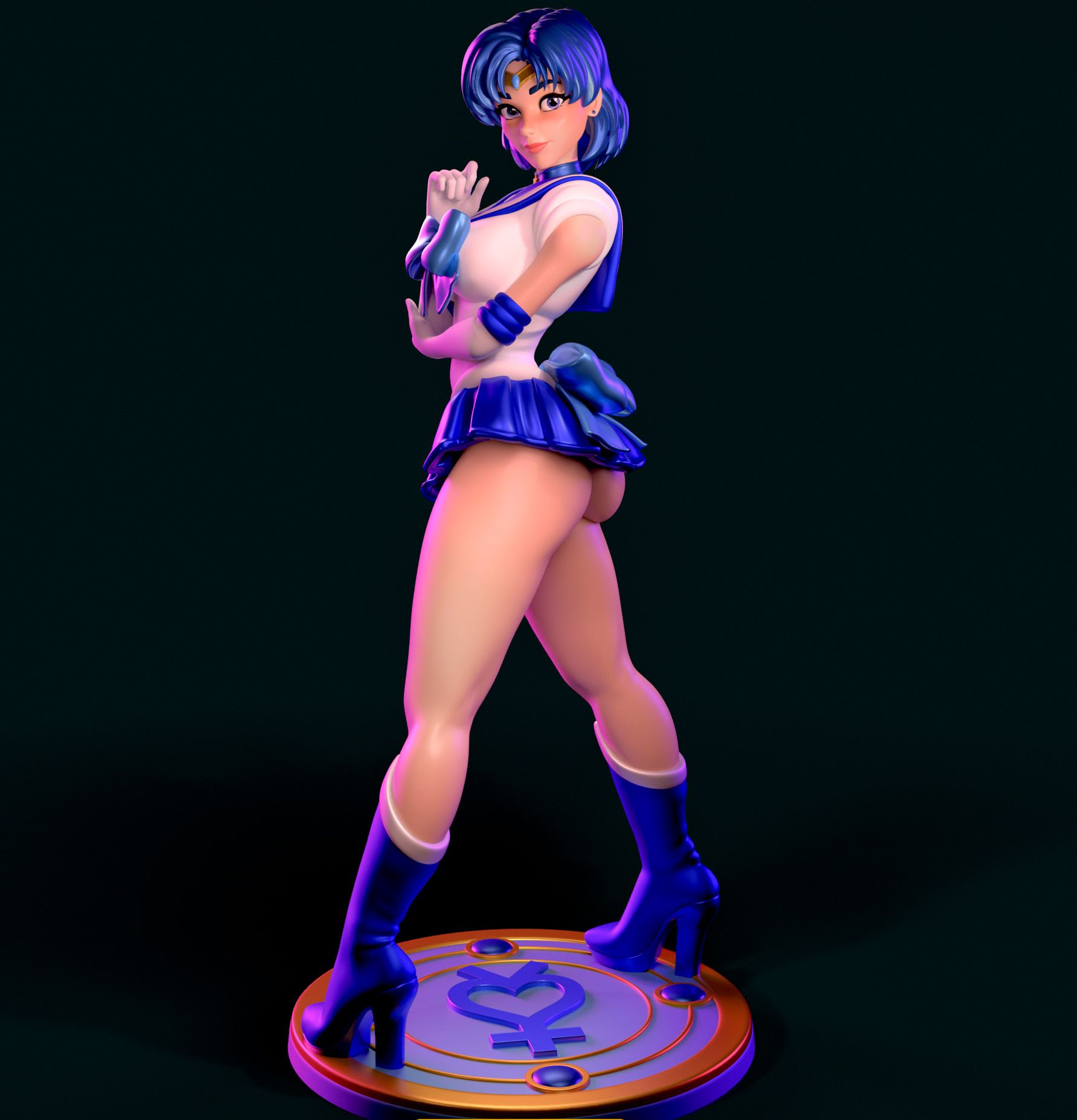 Sailor Mercury Statue | Sailor Moon Fan Art by Azaak3d SFW 3d printed statue,3d printed,sfw statue,Sailor Moon statue,Sailor Mercury statue
