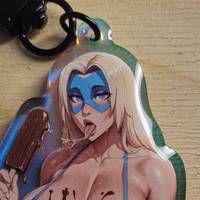 Blonde Blazer Bikini Schlüsselanhänger | Dispatch Acryl-Schlüsselanhänger SFW Blonde Blazer keychain,Dispatch keychain,sfw keychain