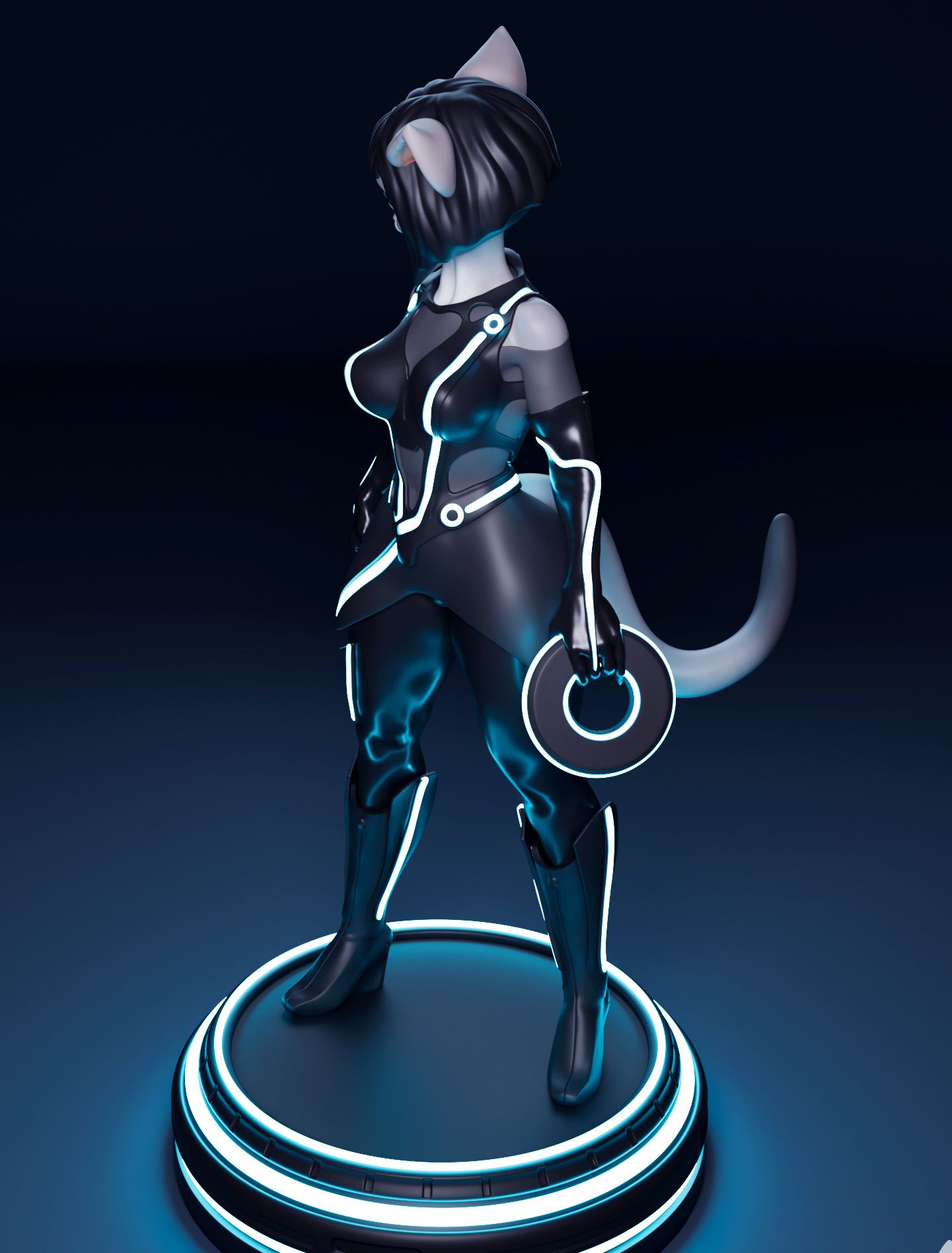 Quorra Furry Statue | Tron Fan Art by mowmaw SFW 3d printed,3d printed statue,Quorra statue,Tron statue,furry statue