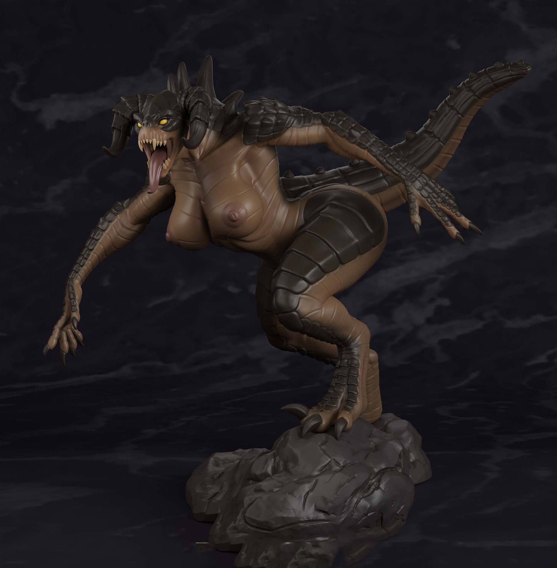 Deathclaw Furry Statue | Fallout Fan Art by PolyBitsArt SFW,NSFW,Futa 3d printed statue,3d printed,3d printed figure,Fallout Statue,Deathclaw Statue,nsfw statue,futa figurines,futanari figurines,futanari statue,futa statue