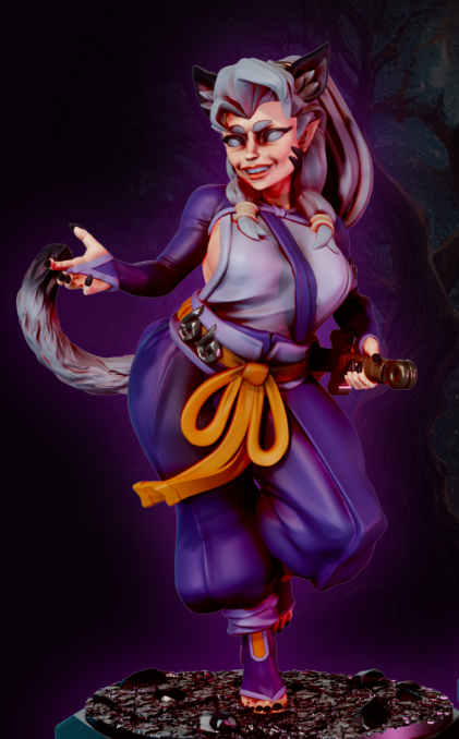 Nisha Tiger Girl Miniature | DnD Fan Art by Gaz Minis SFW,NSFW 3d printed,miniature,dnd miniature,Nisha Tiger Girl,3d printed miniature,nsfw miniature