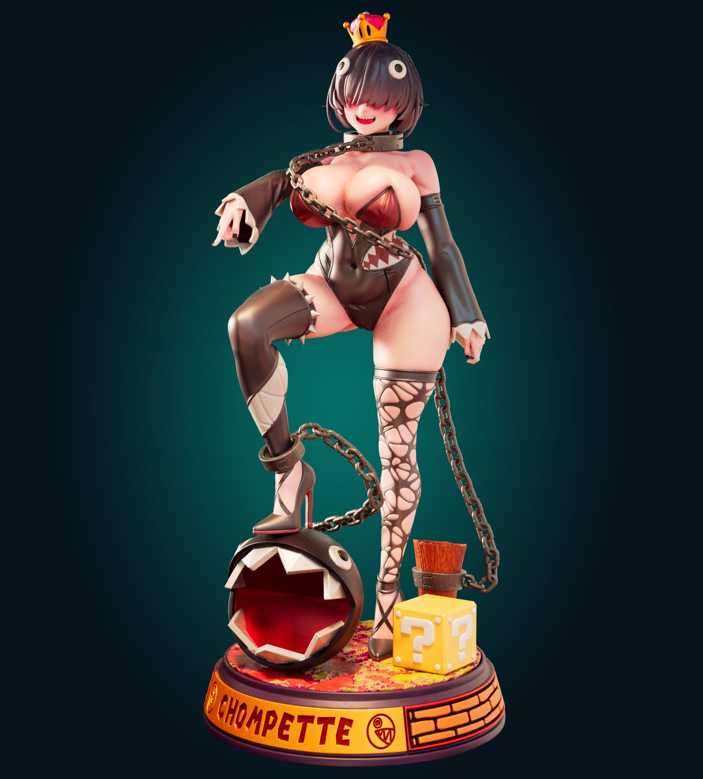 Princess Chompette Statue | Super Mario Fan Art by Officer Rhu SFW,NSFW,Futa 3d printed,3d printed figure,Princess Chompette statue,futa statue,Super Mario statue,nsfw statue,futa figurines,futanari figurines,futanari statue