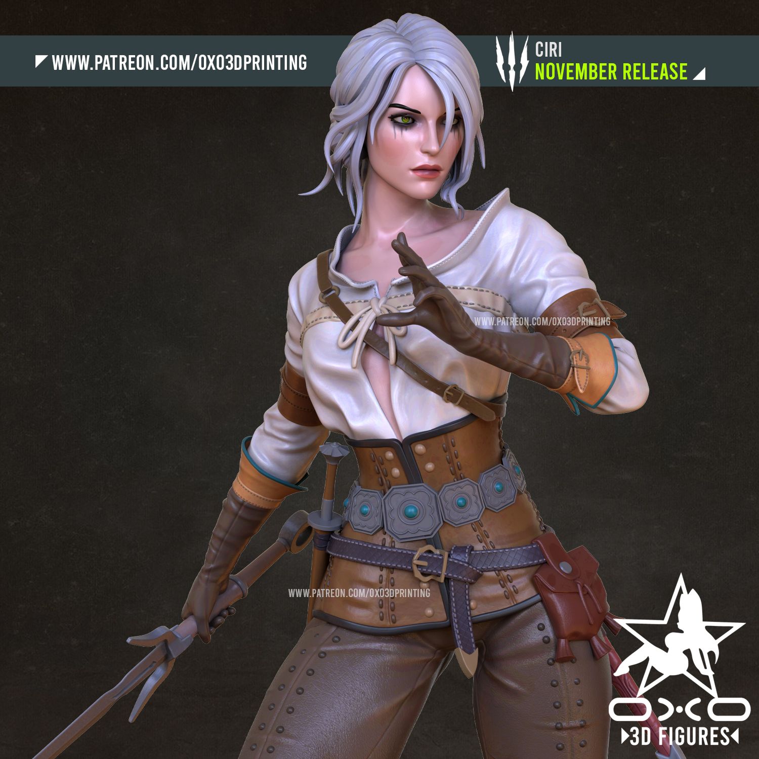 Ciri Statue | The Witcher Fan Art by OXO3D