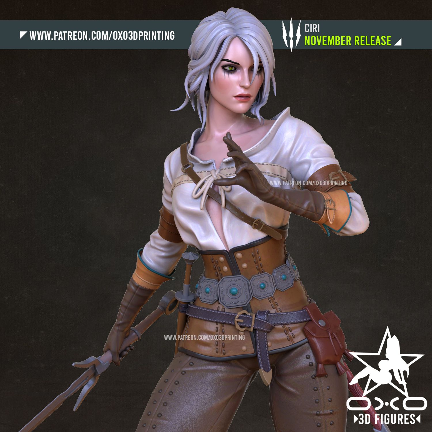 Ciri Statue | The Witcher Fan Art by OXO3D SFW,NSFW null