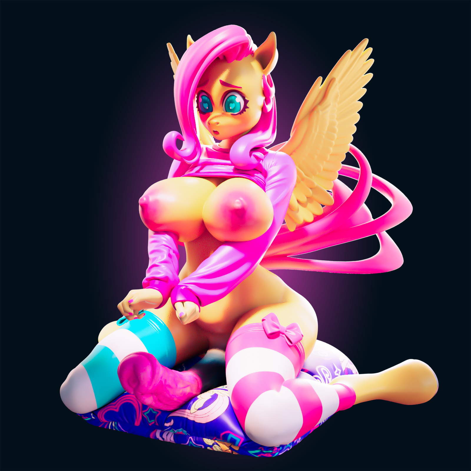 Fluttershy Pony Statue | My Little Pony Fan Art by Officer Rhu SFW,NSFW,Futa 3d printed statue,3d printed,nsfw statue,futa statue,Fluttershy Pony Statue,My Little Pony Statue