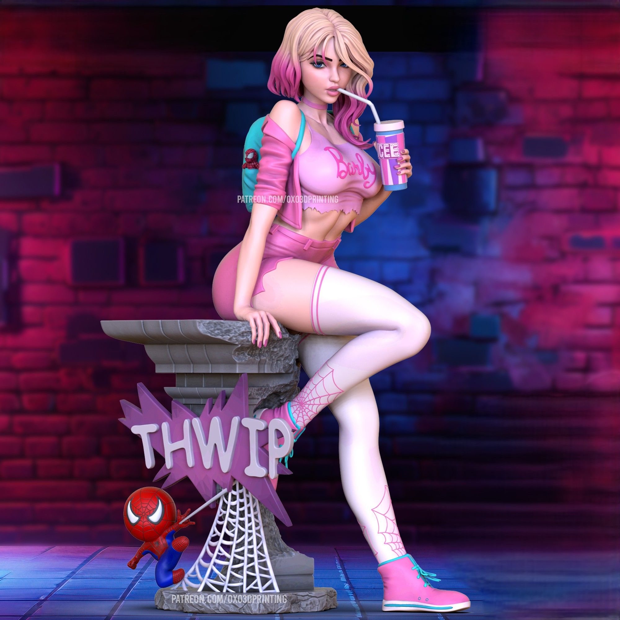 Gwen Stacy Statue | Spider Man Fan Art by OXO3D SFW 3d printed,3d printed statue,3d printed figure,Gwen Stacy Statue,Spider Man Statue,marvel statue