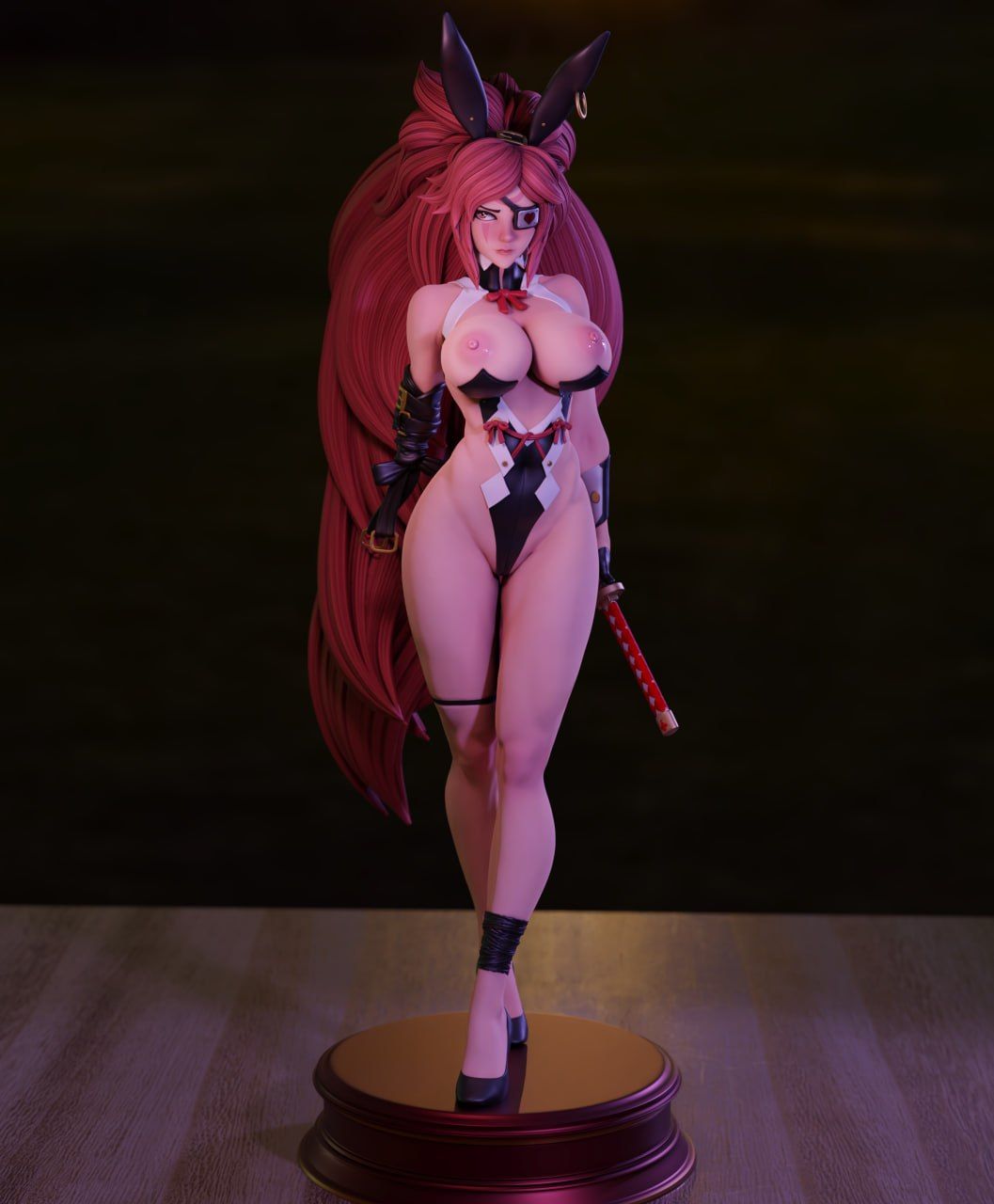 Baiken Bunny Statue | Guilty Gear Fan Art by Momoji3d SFW,NSFW 3d printed,3d printed statue,nsfw statue,Guilty Gear statue,Baiken Bunny statue