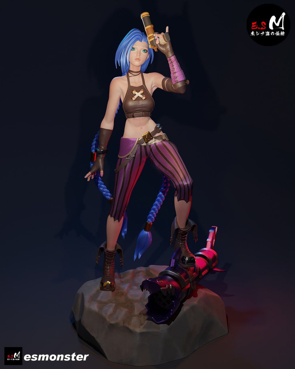Jinx Statue | Arcane Fan Art by E.S Monster SFW,NSFW 3d printed statue,3d printed,Jinx Statue,nsfw statue,3d printed figure,Arcane,league of legends