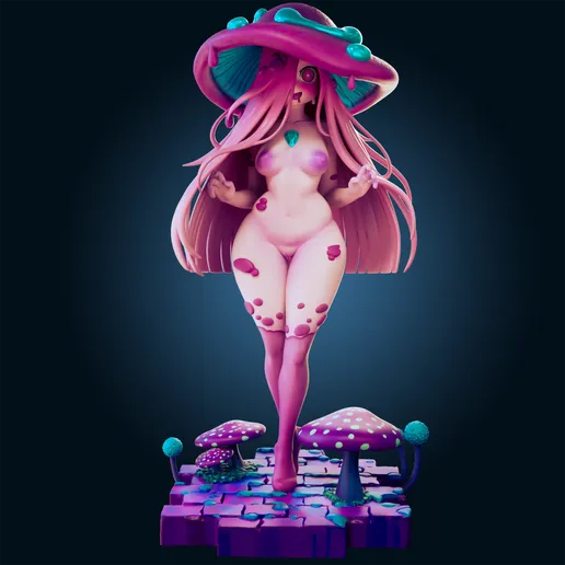 Mushroom Girl Statue | Monster Girl Fan Art by Officer Rhu SFW,NSFW,Futa 3d printed,Mushroom Girl statue,futa statue,Monster Girl statue,furry statue,nsfw statue