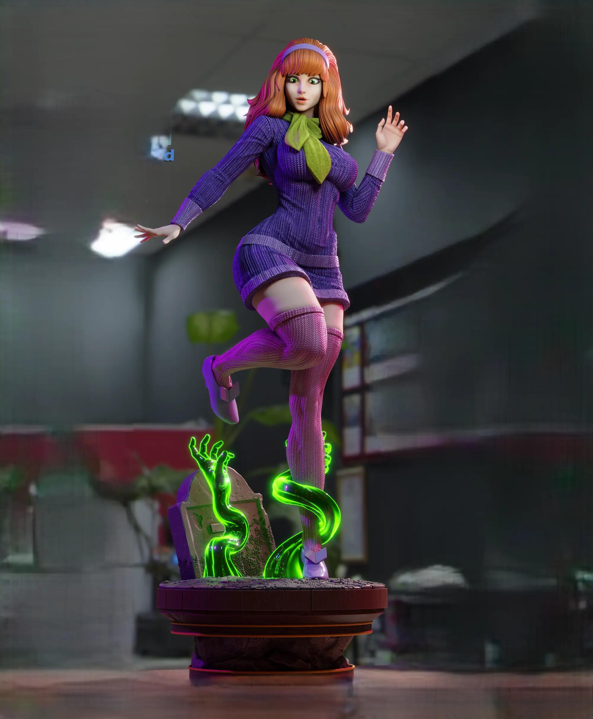 Daphne Blake Statue | Scooby-Doo Fan Art by 3Dmoonn SFW,NSFW 3d printed,3d printed statue,Daphne Blake Statue,Scooby-Doo statue,nsfw statue