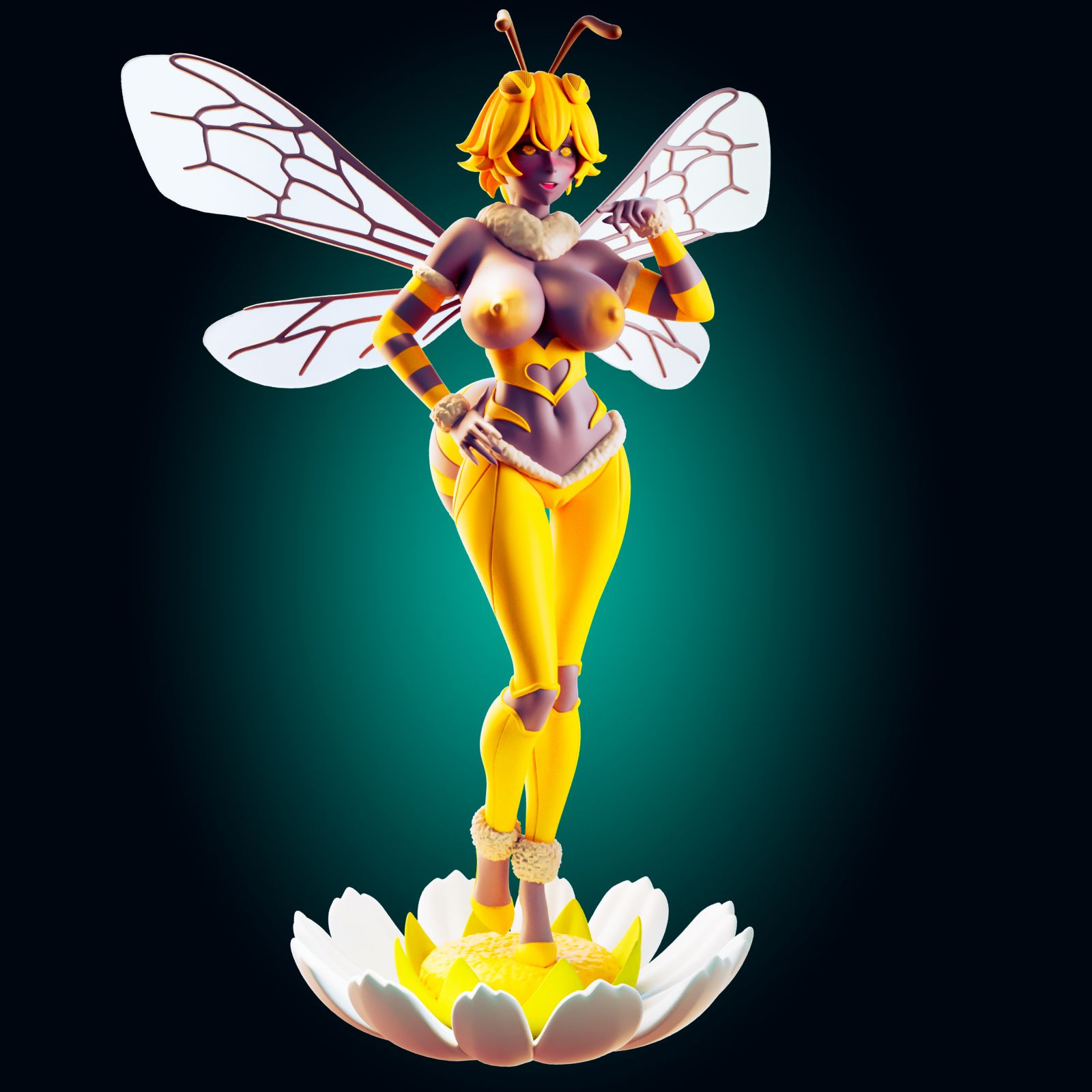 Bee Waifu Girl Statue | Monster Girl Fan Art by Officer Rhu SFW,NSFW,Futa 3d printed,Bee Waifu Girl statue,futa statue,Monster Girl statue,furry statue,nsfw statue